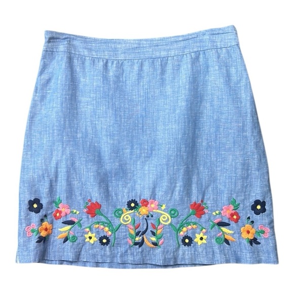 Talbots Embroidered Linen A-Line Skirt Size 8 - Picture 4 of 11